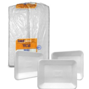 Bandeja de Isopor Rasa Nº3 Branca Totalplast C/ 200 300 400 UN