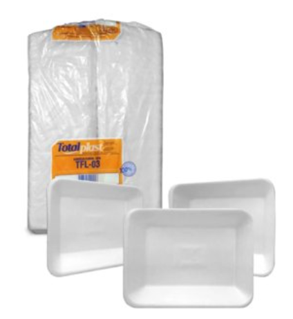 Bandeja de Isopor Rasa Nº3 Branca Totalplast C/ 200 300 400 UN