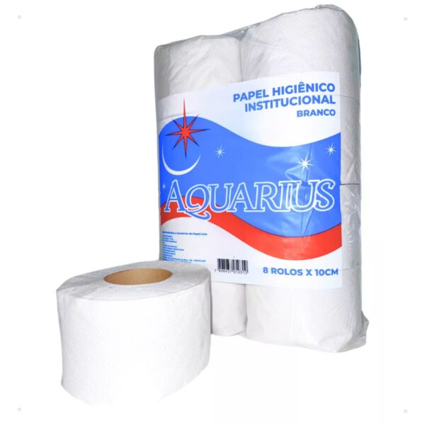 Papel Higiênico Rolão Institucional Simples 8 Rolos Aquarius - Imagem 2