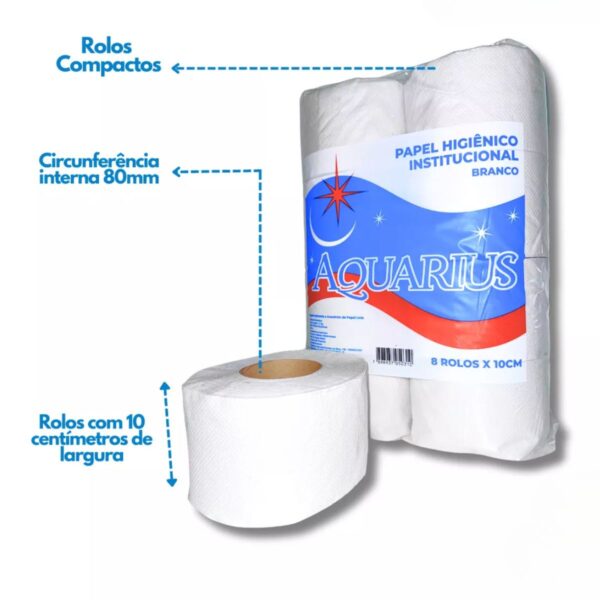 Papel Higiênico Rolão Institucional Simples 8 Rolos Aquarius - Imagem 3
