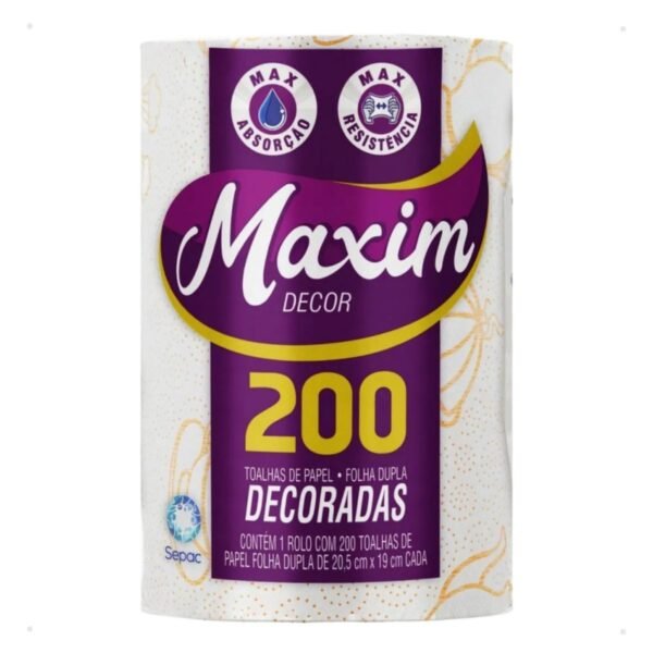 Papel Toalha Folha Dupla Maxim Bobina 19cm Com 200 Folhas