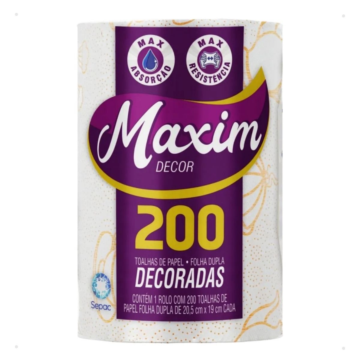 Papel Toalha Folha Dupla Maxim Bobina 19cm Com 200 Folhas