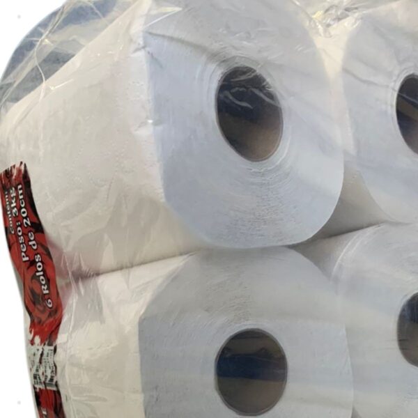 Papel Toalha Bobina Folha Branco 200m Pacote 6 Rolos - Imagem 4