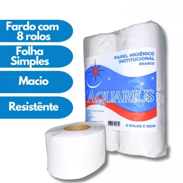 Papel Higiênico Rolão Institucional Simples 8 Rolos Aquarius - Imagem 4