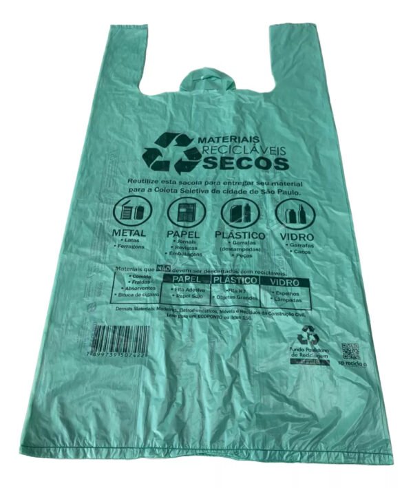Kit 4 Sacola Prefeitura Plástica Mercado Verde 48x55cm - Imagem 3
