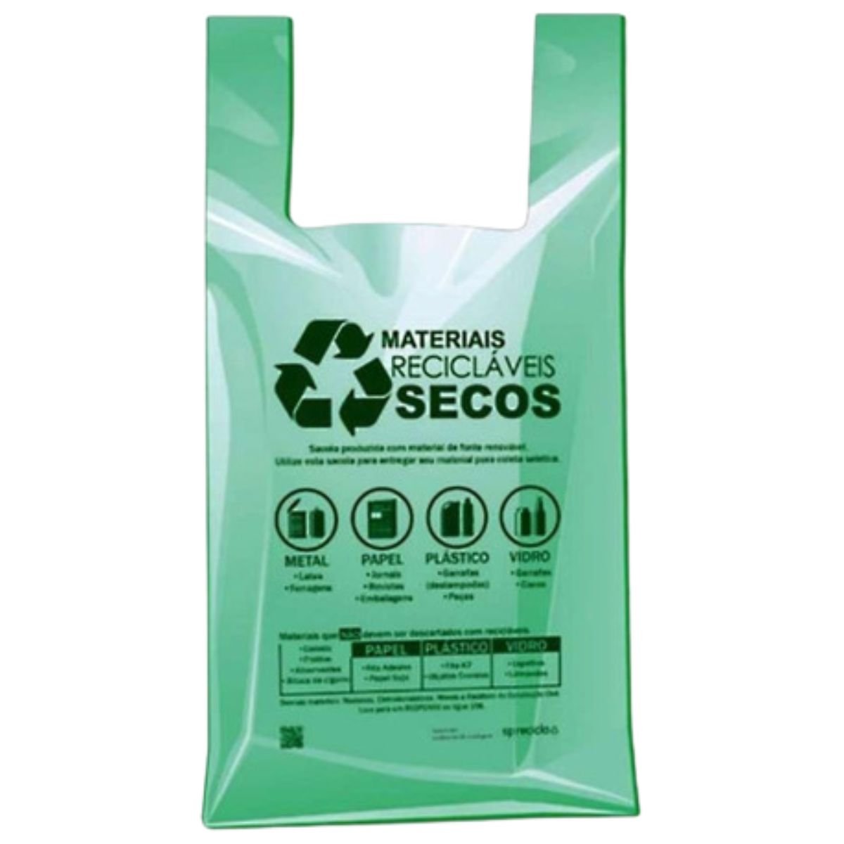 Kit 4 Sacola Prefeitura Plástica Mercado Verde 48x55cm