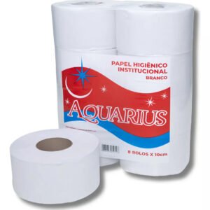 Papel Higiênico Rolão Institucional Simples 8 Rolos Aquarius