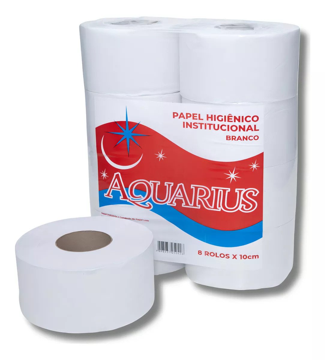 Papel Higiênico Rolão Institucional Simples 8 Rolos Aquarius