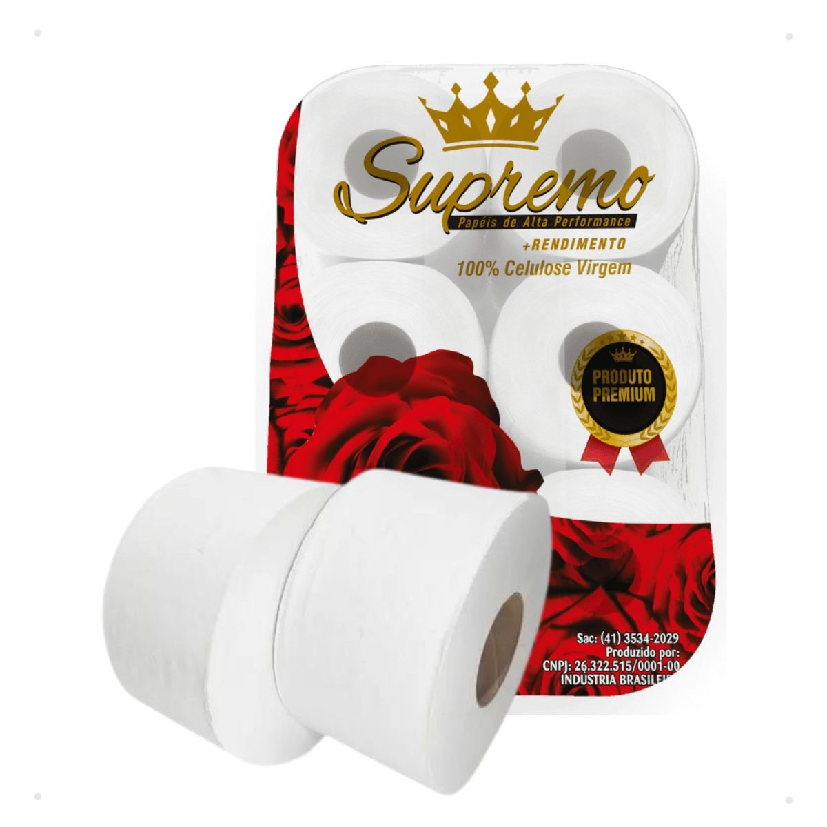 Papel Toalha Bobina Folha Branco 200m Pacote 6 Rolos