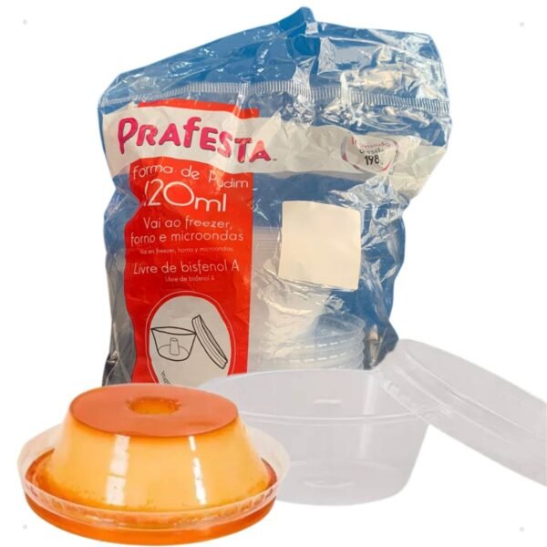 12 Formas Mini Pudim 120ml Prafesta Com Tampa Banho Maria - Imagem 3