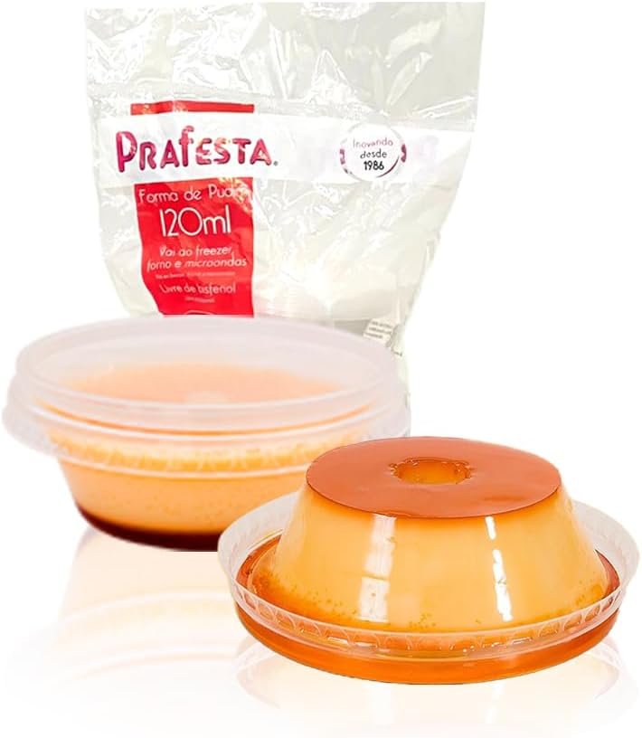 12 Formas Mini Pudim 120ml Prafesta Com Tampa Banho Maria CX com 144 un