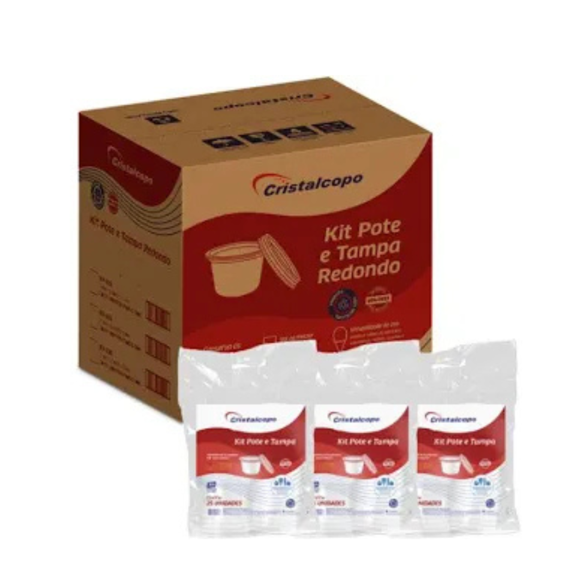 CX Kit Pote Redondo Circular 1000ml 300 un Bolo Doces